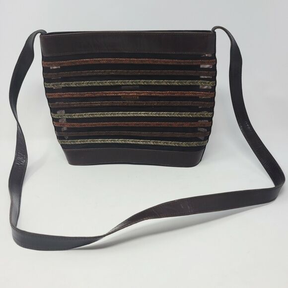 Vintage Stuart Weitzman Brown Tan Classy Designer Leather Purse 21" Drop Strap - Picture 1 of 12